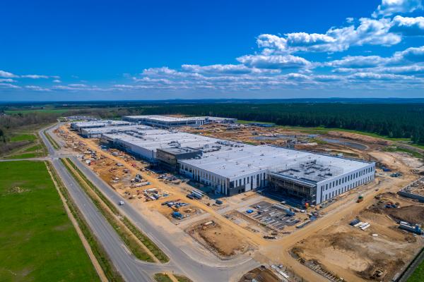 overhead view of a new data center under construction