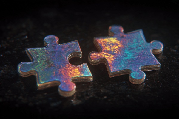 Shiny metal puzzle pieces 