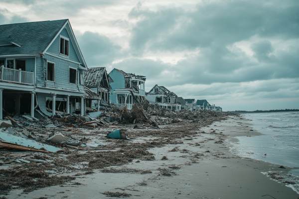 nice beach houses destroyed by a hurricane