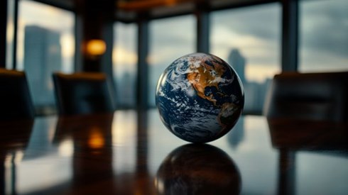 globe on a conference table
