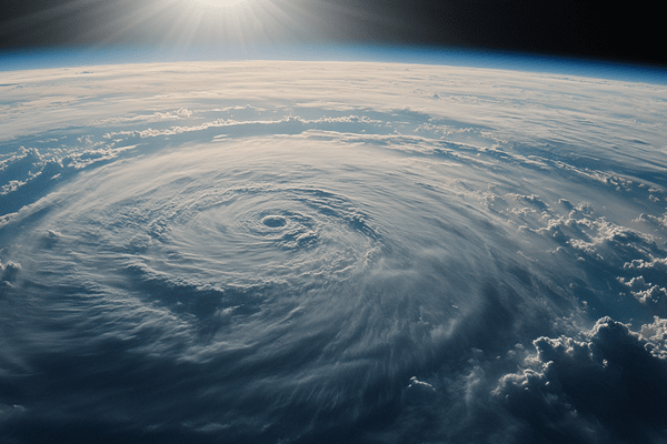 Top view of  a hurricane from outer space