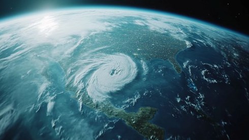 satellite image of hurricane over North America