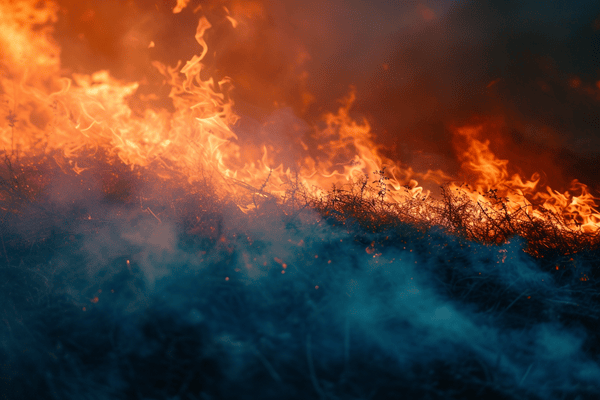 Grass on fire