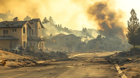 wildfires destroying California residential neighborhood