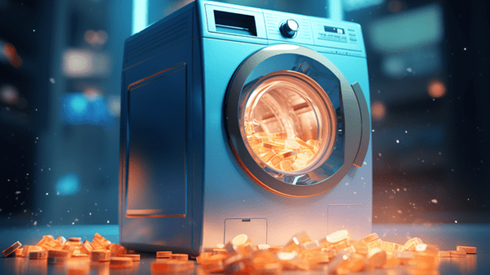 Coins being tumbled in washing machine