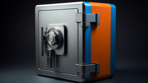 Metal safe with combination lock on it's door