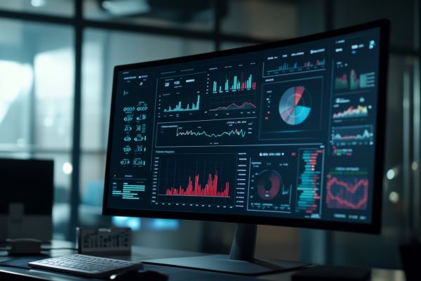 computer monitor with different graphs