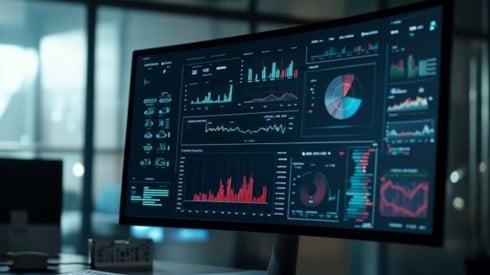 computer monitor with different graphs