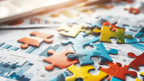 Puzzle pieces on top of graphs