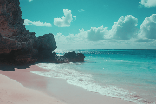 A Bermuda beach with a calm ocean