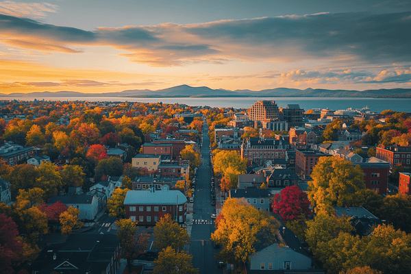 Bird's-eye view of the skyline of Burlington, Vermont