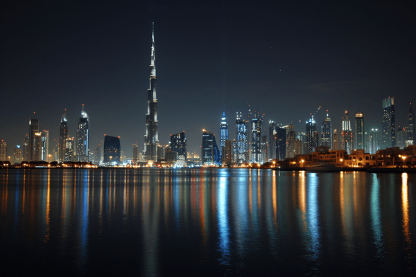 Skyline of Dubai at night