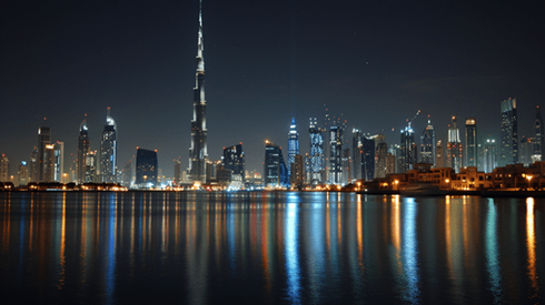Skyline of Dubai at night