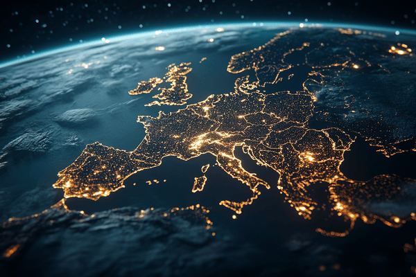 A view of Europe from space at night
