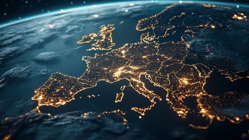 A view of Europe from space at night
