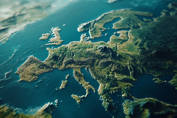 green topographical map of Europe