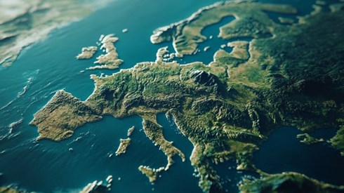 green topographical map of Europe
