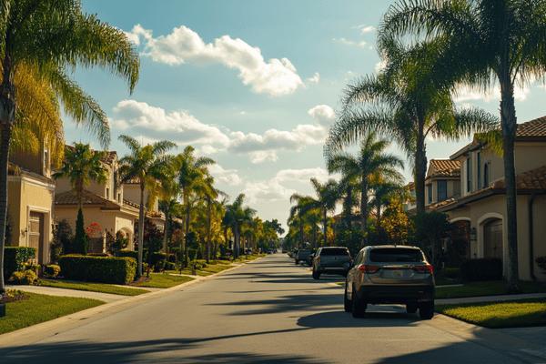 A housing neighborhood in Florida on a sunny day