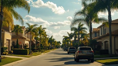 A housing neighborhood in Florida on a sunny day