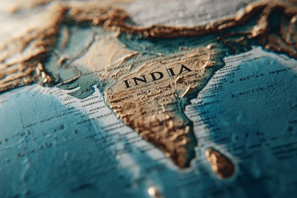 A relief map of India