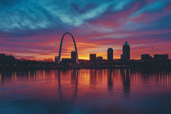 Downtown St. Louis at sunset