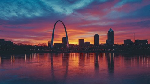 Downtown St. Louis at sunset
