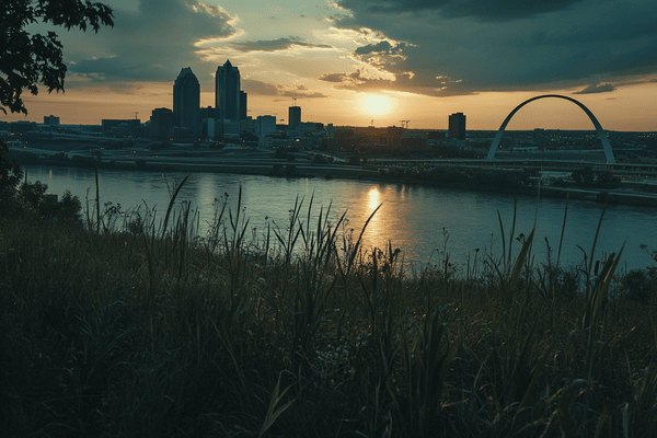 A view of the St. Louis skyline from across the Mississippi River