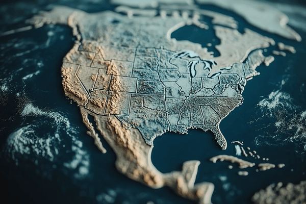 A topographical model of the United States