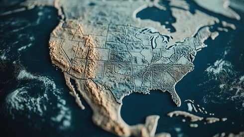 A topographical model of the United States