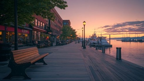 burlington vermont harbor at sunset