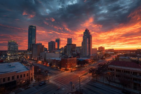 Oklahoma City downtown at sunrise