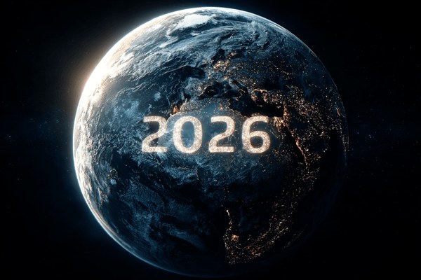A globe with 2026 on it