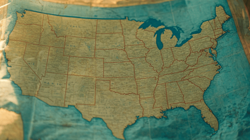 A paper map of the United States