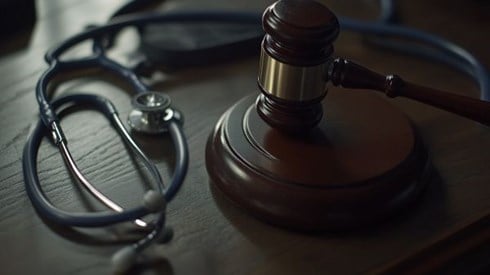 gavel next to a stethoscope