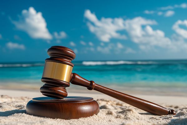 gavel on a beach