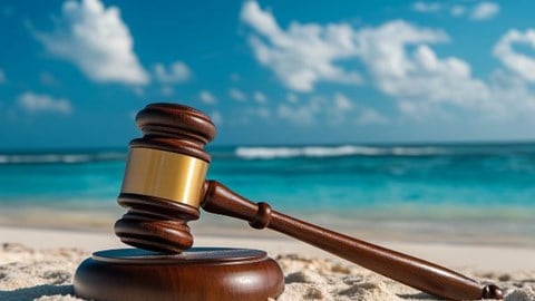gavel on a beach
