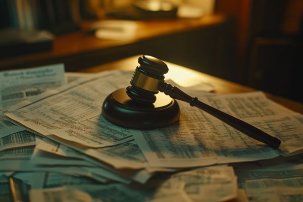 gavel on top of financial papers