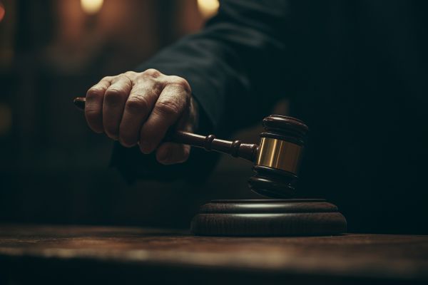 judge's hand holding a gavel