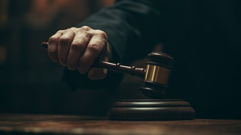 judge's hand holding a gavel