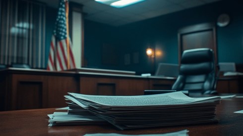 A stack of papers on a desk in Tax Court