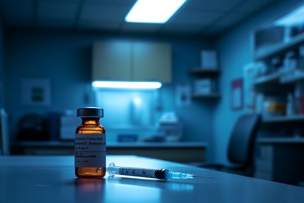 multidose medication vial and syringe in a doctor's office