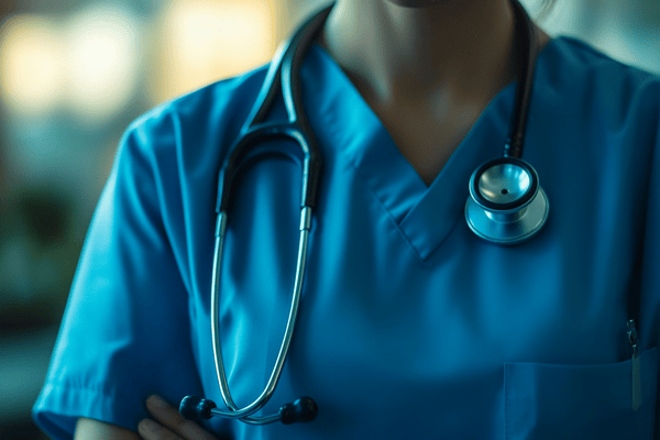 Doctors and nurses in a line