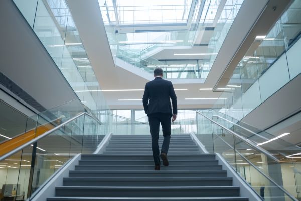 businessman walking upstairs