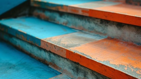 Close-up of two steps of a staircase