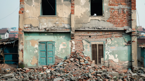A building destroyed by an earthquake