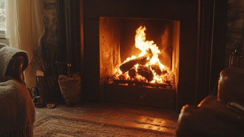 A fireplace in a living room