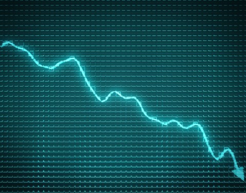 Blue arrow line trending downwards