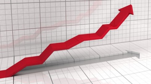 Line Graph With Red Arrow Line Edging Upward