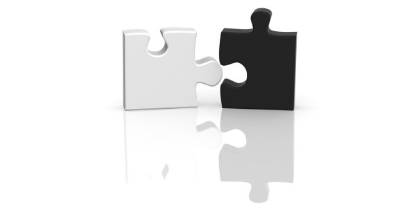 Black and white puzzle pieces
