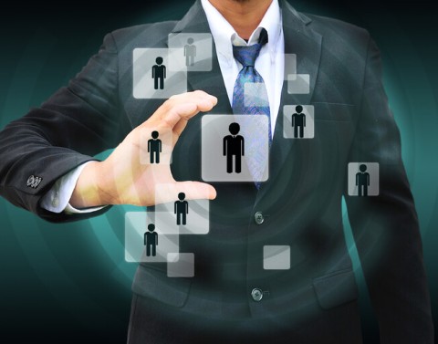 Businessman choosing person